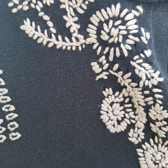 Chico's embroidered black pull over with open v neck. Long sleeve. Size 2 - Picture 2 of 5